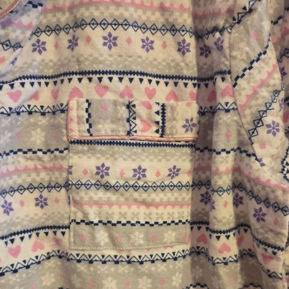 Women's‎ Striped Flannel Nightgown in Pink and Blue